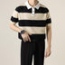 Lightly Mature Knitted Polo Shirt Casual Striped Short Sleeve - Minihomy