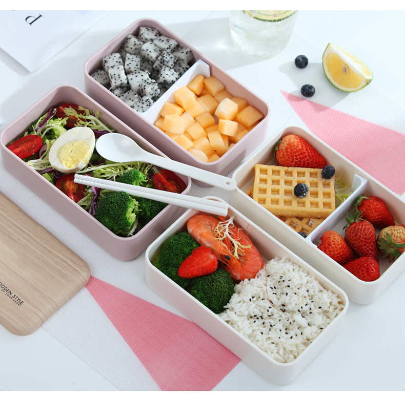 Japanese bento box office worker ins double separated lunch box - Minihomy