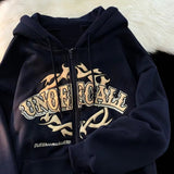 Letter Printing Zipper Fleece Sweater - Minihomy