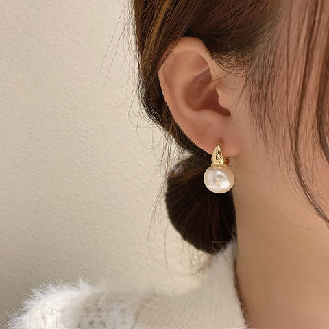 Large Pearl Earrings Simple Double-sided Ear Clip - Minihomy