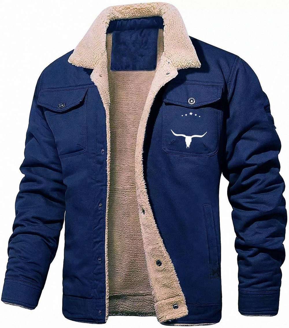 Men's Fleece-lined Cotton Casual Jacket Winter Lapel Single Breasted Warm Outerwear - Minihomy