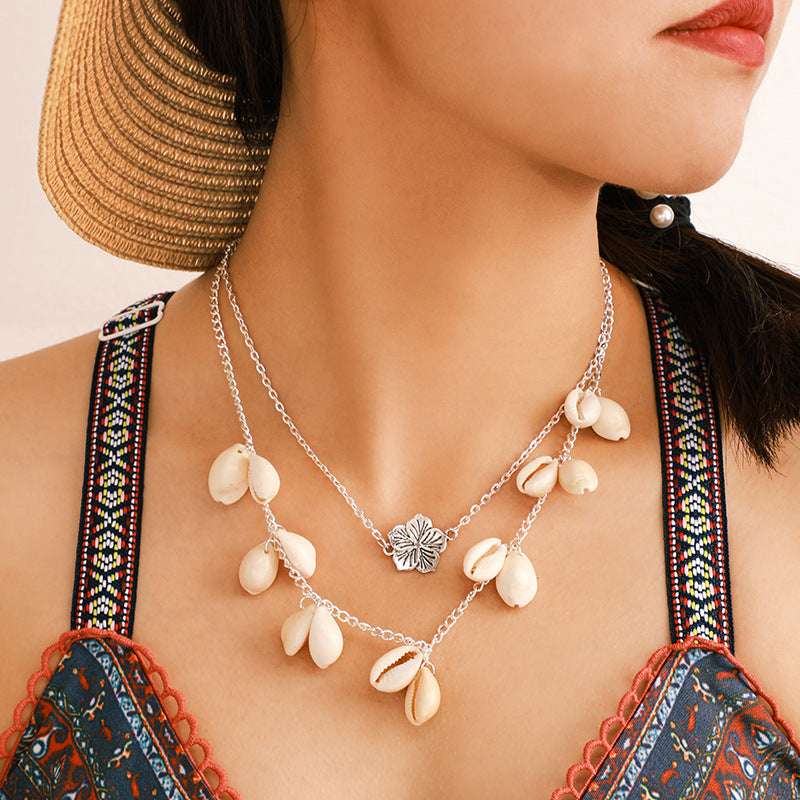 Alloy Flower Shell Necklace - Minihomy