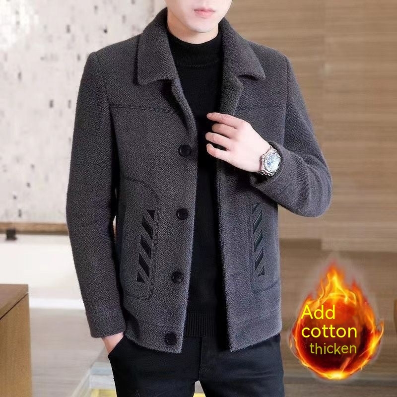 Men's Woolen Coat Short Autumn And Winter Woolen Coat - Minihomy