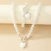 Pearl Bracelet And Necklace Set Female With Hearts Clavicle Chain - Minihomy