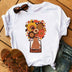 Funny Mushroom Print T-shirt Casual Round Neck Short Sleeves Printed Pullover Women - Minihomy