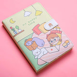 Cute Magnetic Buckle Notebook - Small White Bear & Hippo Design - Portable Journal for Girls - Minihomy