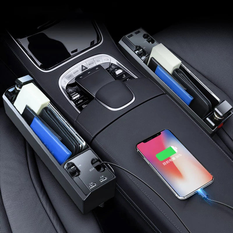 Car Organizer with Charger Cable Car Seat Gap Storage Box with Cable - Minihomy