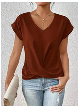 Fashion Short-sleeve T-shirt Summer Casual Irregular Knot Top For Women