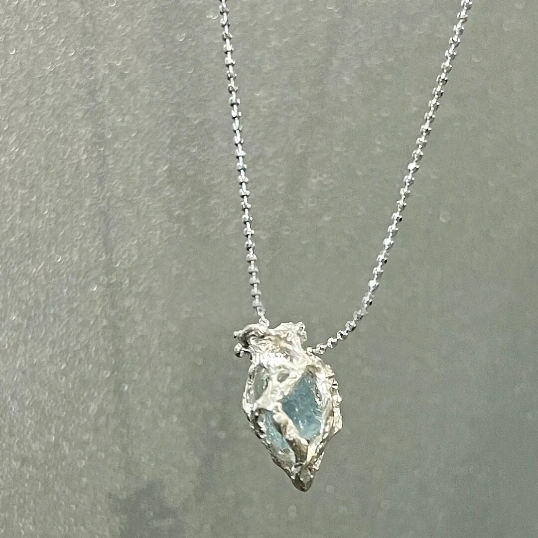 Blue Ice Heart Necklace For Women - Minihomy