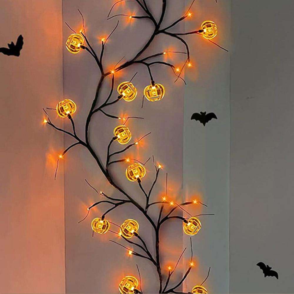 Halloween LED Willow Vine String Light Cool Cartoon Bat Pumpkin Decoration - Minihomy