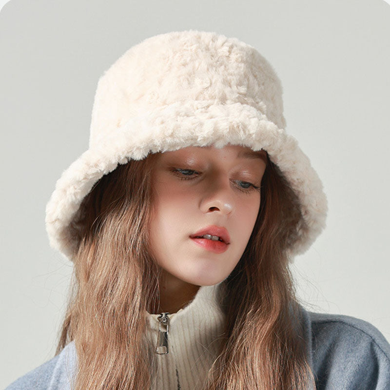 Lambswool Fisherman Hat Winter Warm Solid Color Hats Women - Minihomy