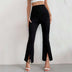 Flared Pants High-Waisted Slimming Slacks with Side Slit - Minihomy