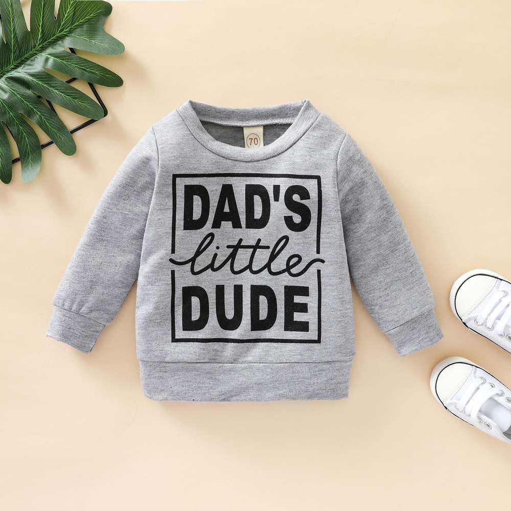 Boys Polyester Letter Grey Sweatshirt Top - Minihomy