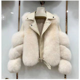 Women's Imitation Fur Motorcycle Coat - Autumn And Winter Collection