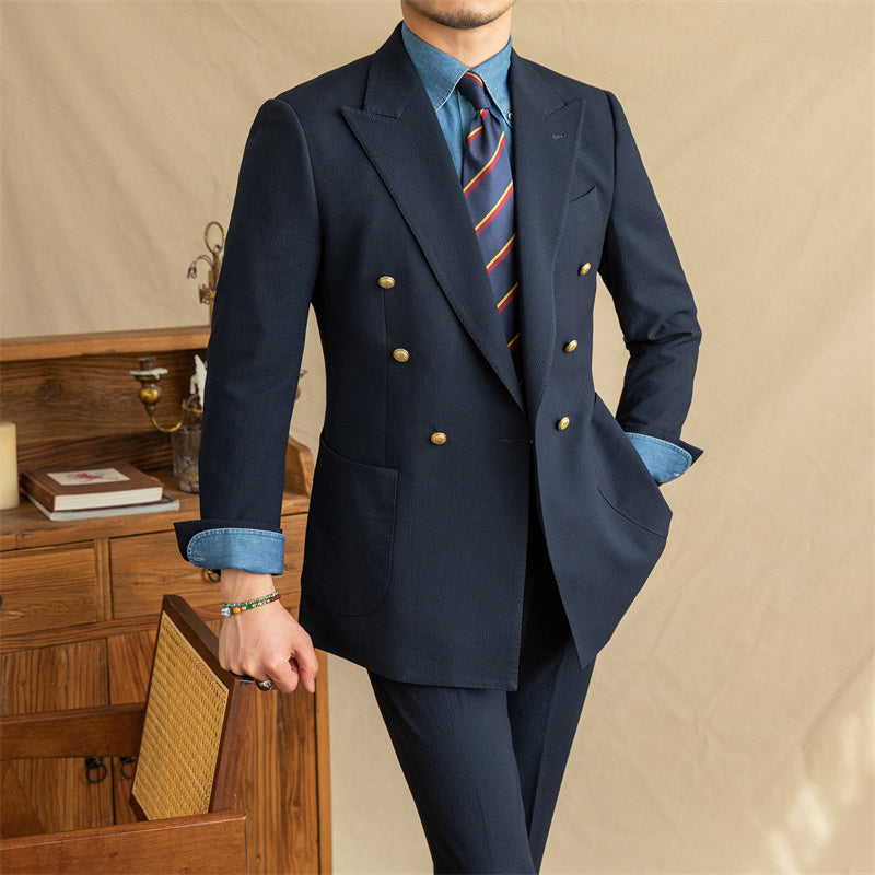 Men's Casual Seersucker Suit Half Lined - Minihomy