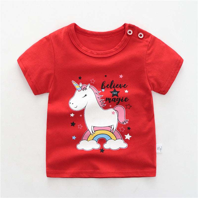 Children's Cotton T-Shirt - Cotton, Unisex, Short Sleeve, All-Match Style - Minihomy