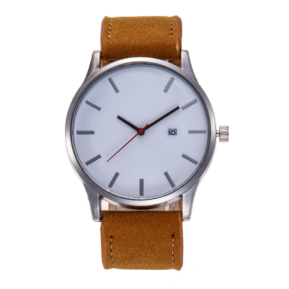 Men watch Fashion Business Large Dial Watch For Men's Matte Belt Simple Quartz Wrist Watch Men clock - Minihomy