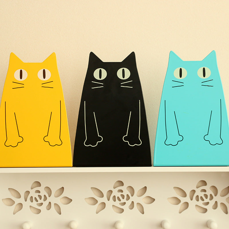 2Pcs Desk Book Shelf Bracket Metal Bookcase Iron Cute Animal Cat Book Stand - Minihomy