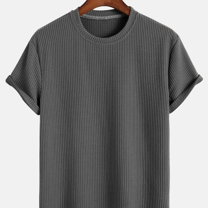 Men's Solid Color Loose Round Neck T-shirt - Minihomy