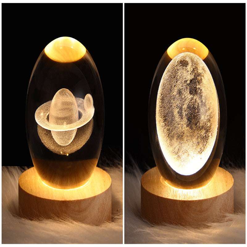 LED Night Light Galaxy Crystal Ball Table Lamp - 3D Planet Moon Lamp for Bedroom Home Decor - Minihomy