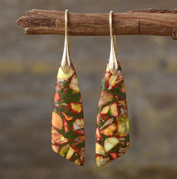 Bohemian Emperor Stone Geometric Pendant Earrings - Minihomy