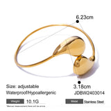 Women's Titanium Steel Gold PVD Plated Water Drop Twist Adjustable Bangles Cuff Bracelet