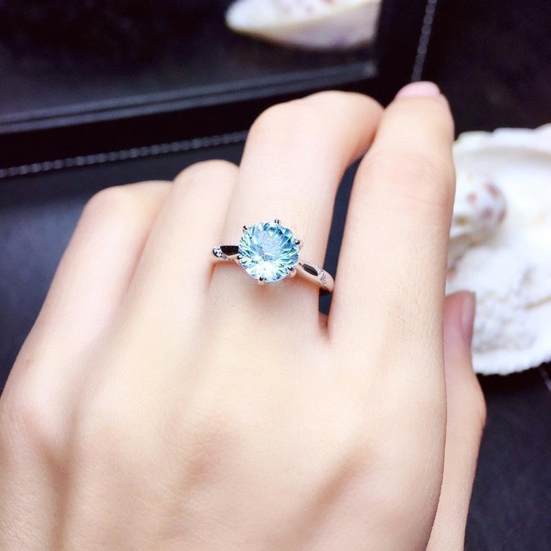 Natural Fireworks Cutter Sky Blue Topaz Ring - Minihomy