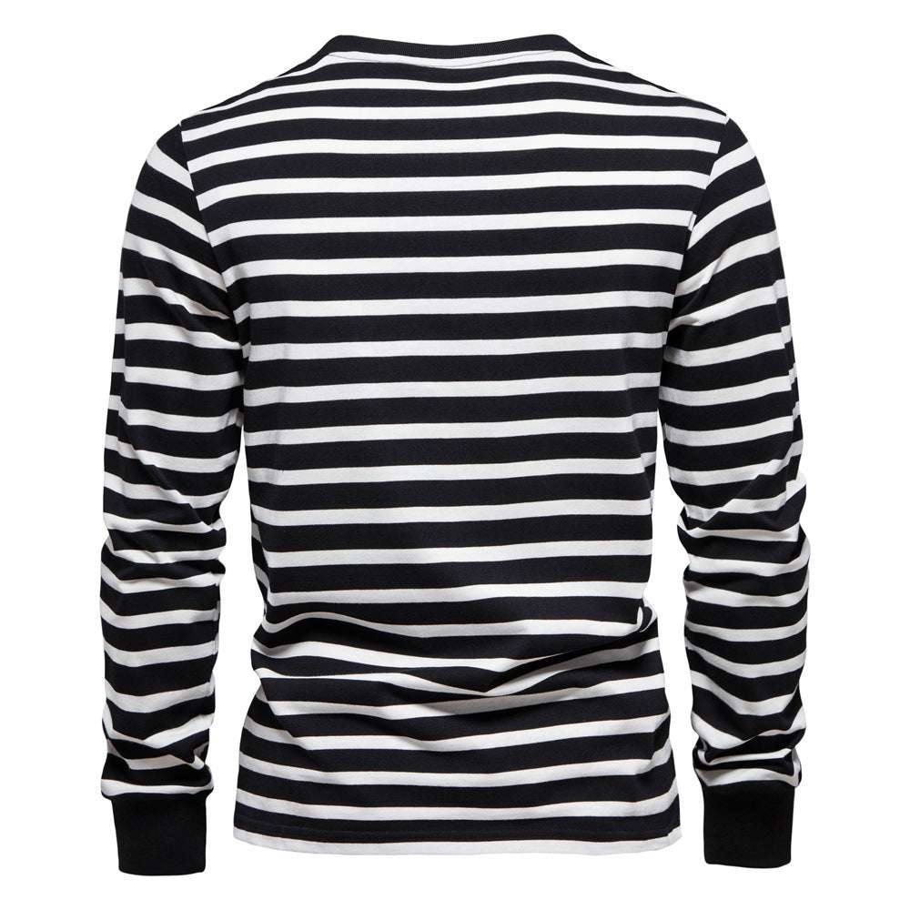 Men's Casual Long Sleeve Striped T-shirt - Minihomy