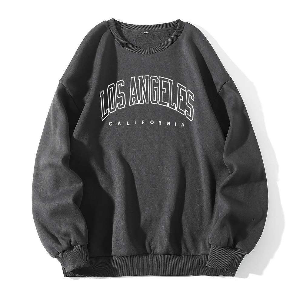 Letter Print Crew Neck Pullover Sweatshirt - Minihomy