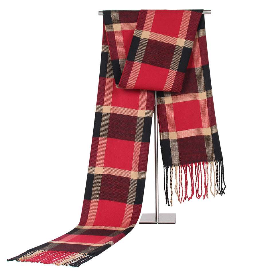 Men's Casual Plaid Artificial Cashmere Scarf - Minihomy