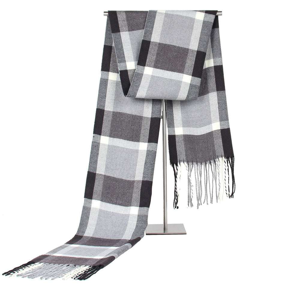 Men's Casual Plaid Artificial Cashmere Scarf - Minihomy