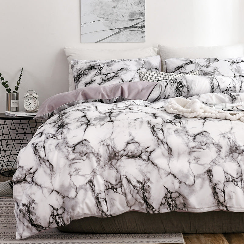 Marble patterned plain duvet cover sheets - Minihomy