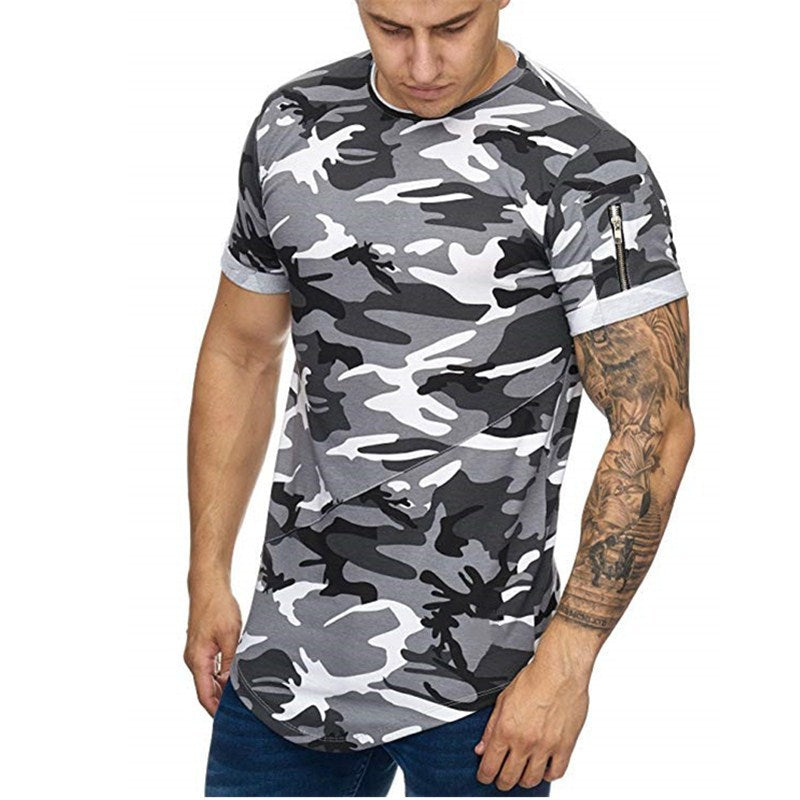 Men's T-shirt Camouflage Gradient Printing Casual Men's Short Sleeve T-shirt - Minihomy