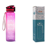 1L Tritan Water Bottle with Time Marker & Bounce Cover - Leakproof Bottle for Sports, Fitness, Cycling - Minihomy