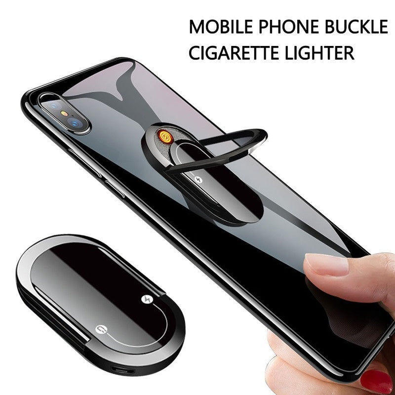 2 In 1 Portable Creative USB Plasma Lighter Mobile Phone Holder Multi-function Cigarette Lighter - Minihomy