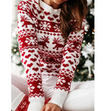 Christmas Elk Long Sleeve Knitted Sweater - Minihomy