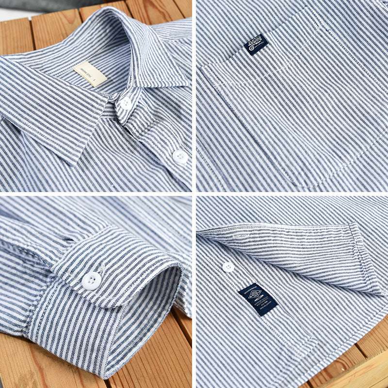 Men's Striped Casual Shirt Loose - Minihomy