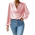 Chiffon Long-sleeved Shirt Loose V-neck Top T-shirt Women's Clothing - Minihomy