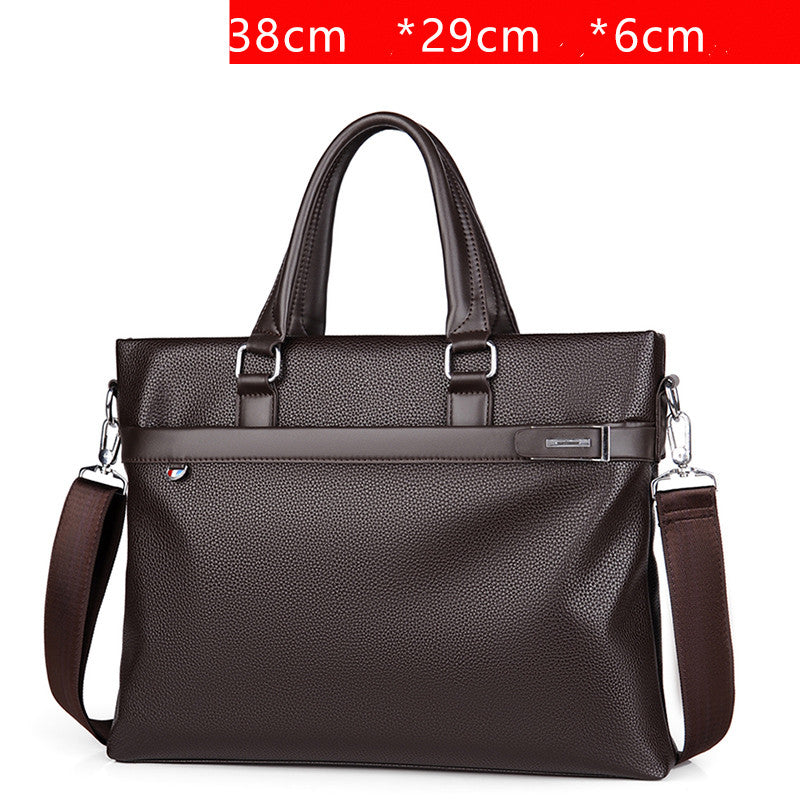 Large Capacity Business Handbag Men's Soft Leather Briefcase - Minihomy