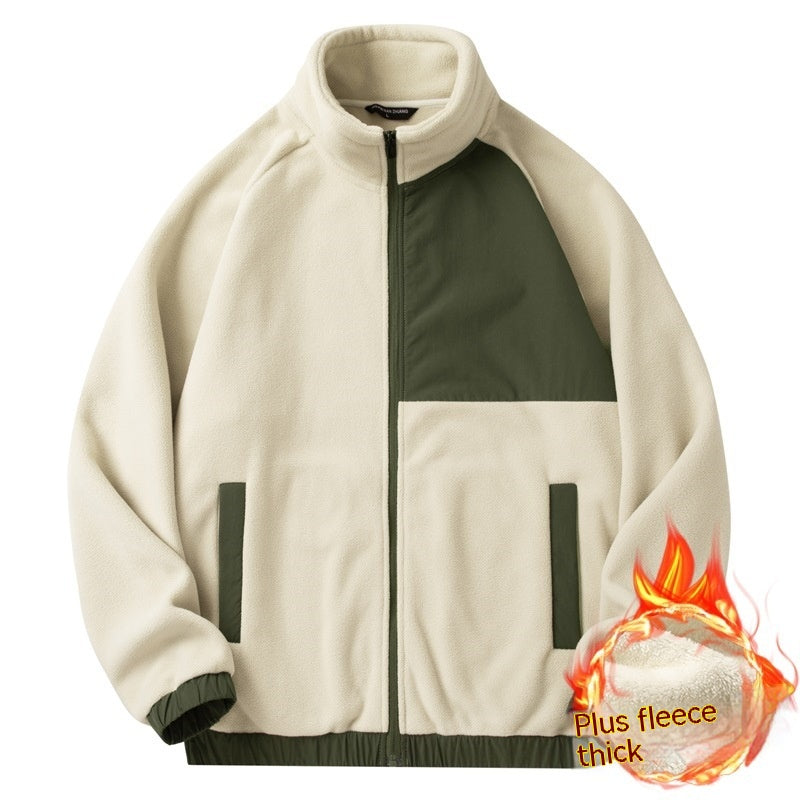 Double-sided Fleece Jacket Men's Color Matching Warm - Minihomy