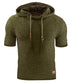 Mens Hooded Sweatshirt Short Sleeve Solid Knitted Hoodie Pullover Sweater - Minihomy