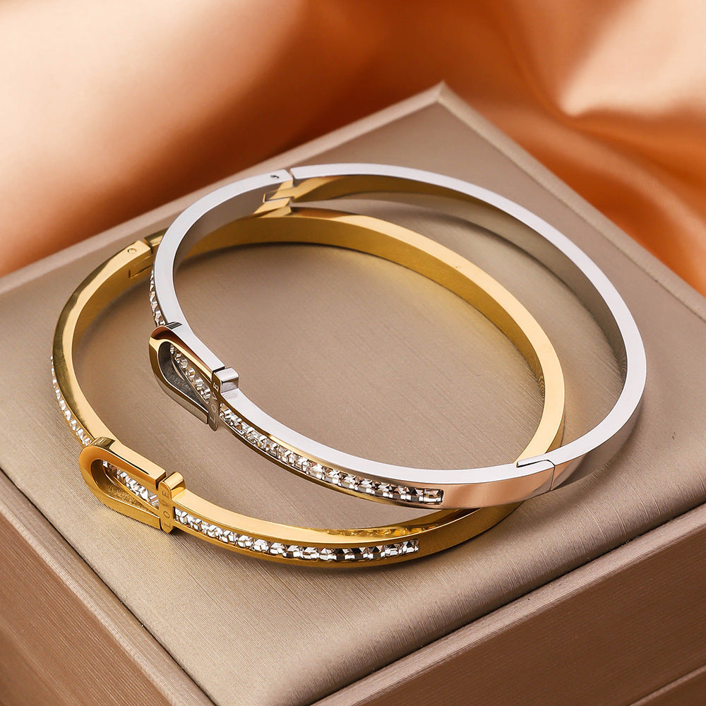 Gold Plating Exquisite Stainless Steel Bracelet Fashion Bracelet & Bangles For Women Lady Jewelry Charm Valentine's Gift - Minihomy