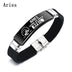 Black 12 Constellation Zodiac Sign ID Bracelets Bangles For Women Men - Minihomy