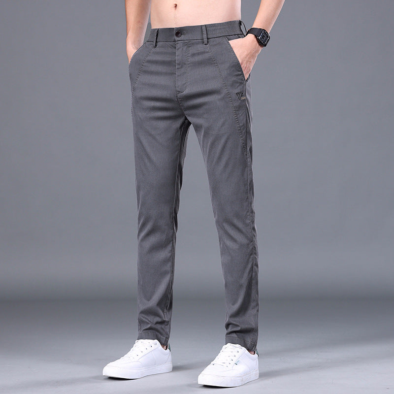 Men's Tencel Straight Trousers Slim Fit Skinny Pants - Minihomy