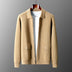 Men's Polo Collar Solid Color Wool Cardigan Autumn Winter Retro Pocket Thick Coat - Minihomy