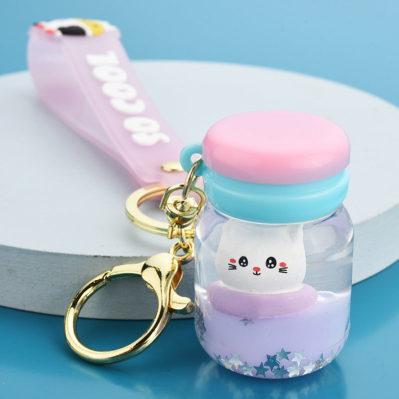 Floating Kitten Macaron Quicksand Keychain - Minihomy