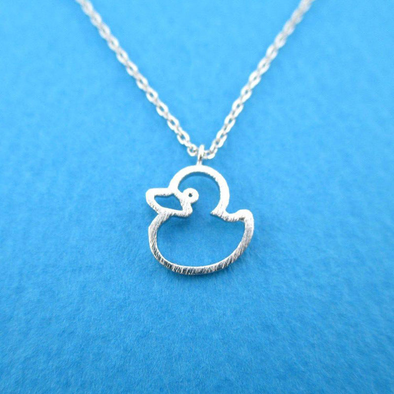 Cute Hollow Little Duck Sweet All-matching Animal X Necklace Pendant - Minihomy