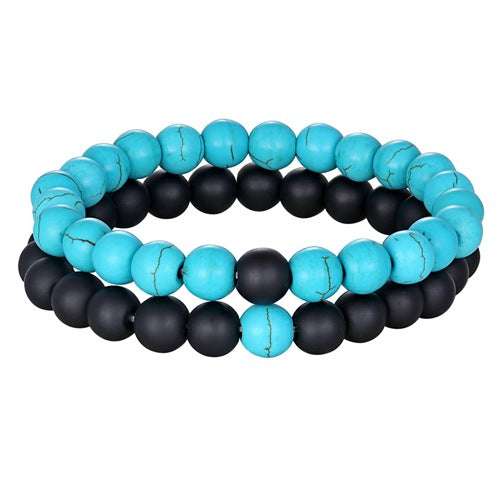 Frosted 8mm Natural Turquoise Beads Bracelet - Minihomy