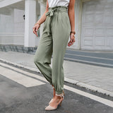 Women's High Waist Pocket Trousers All-Match Casual Feet Pants