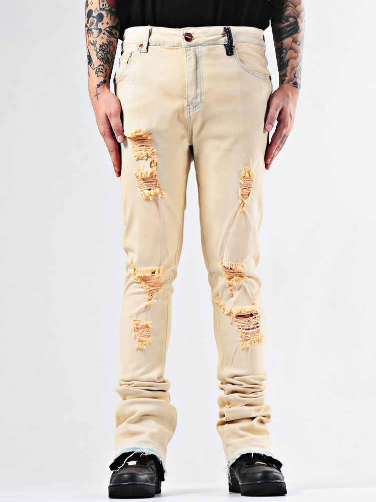 Elastic Youth Heavy Duty Flare Jeans - Minihomy